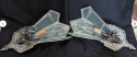 Art Deco Sconces Original 1920's Aluminum with Glass Panels Unique.